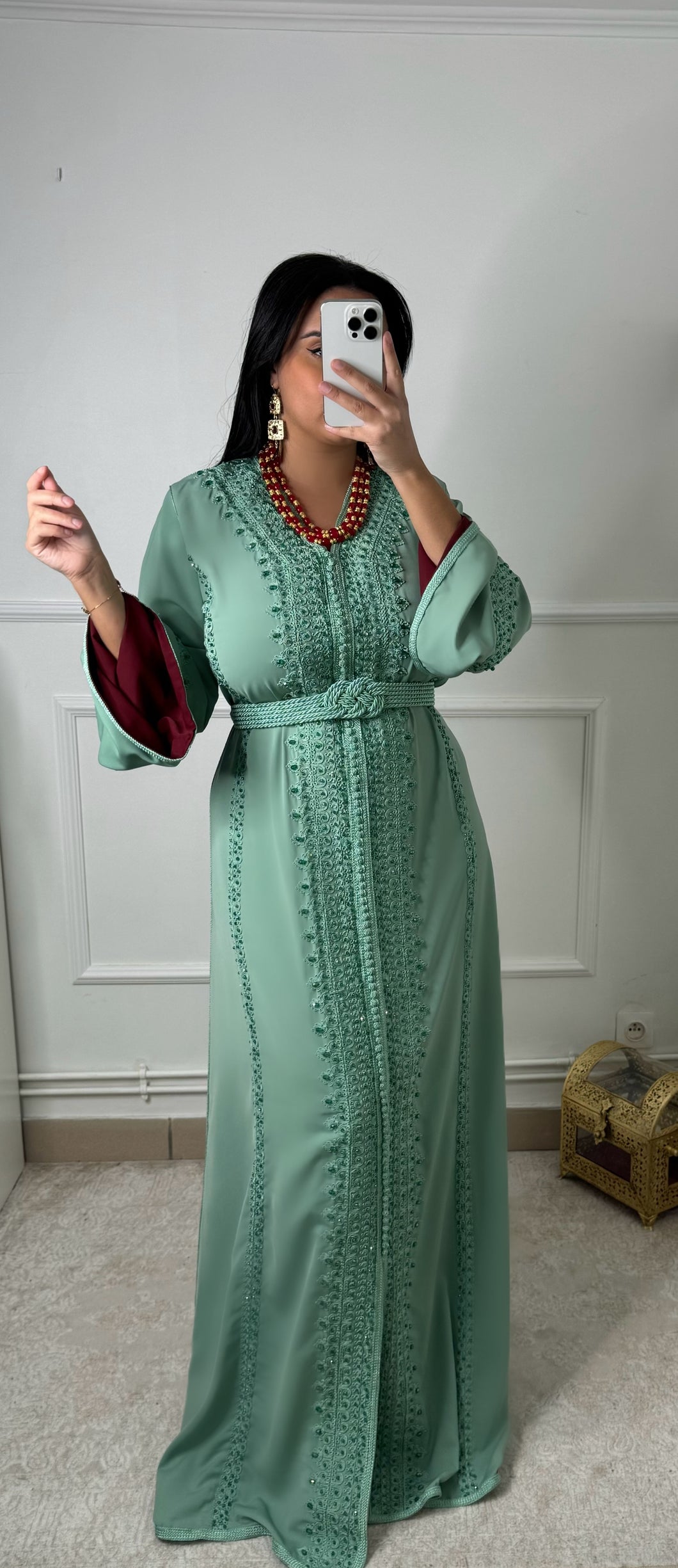 Caftan Rania vert eau