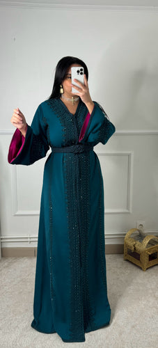 Caftan Rania bleu pétrole