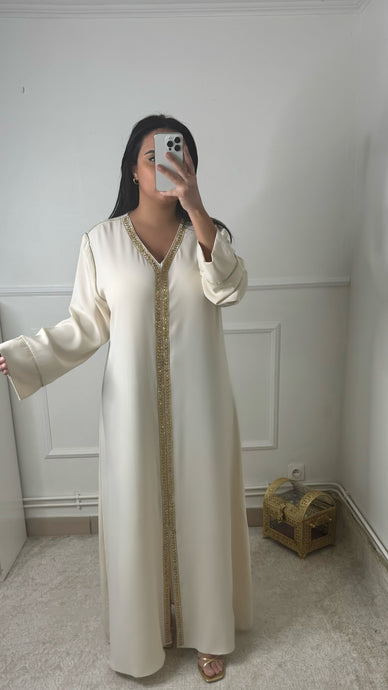 Abaya satinée crème PREMIUM