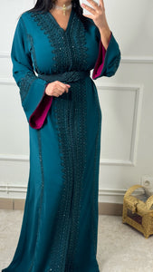 Caftan Rania bleu pétrole