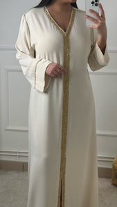 Abaya satinée crème PREMIUM