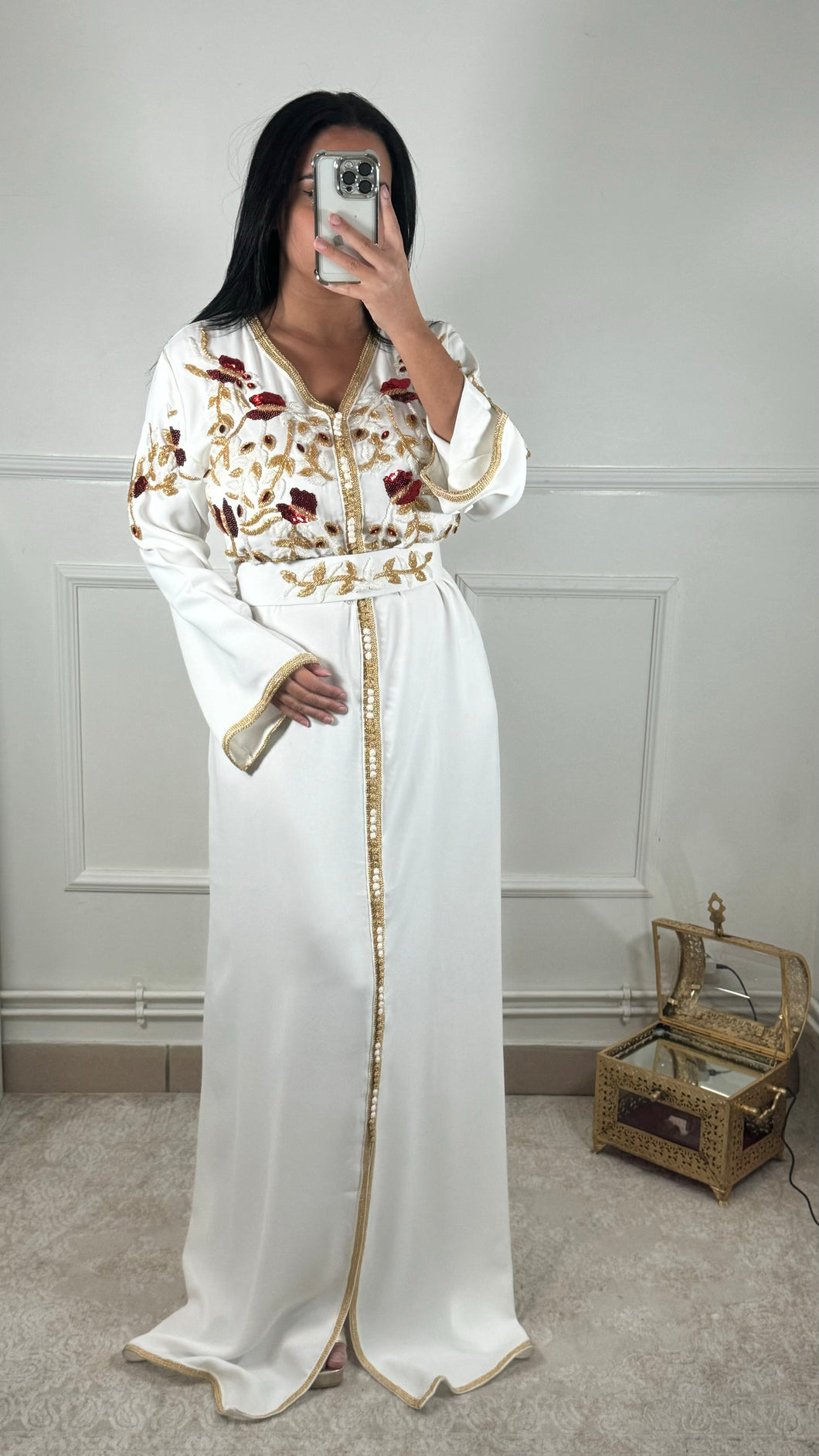 Caftan Perlage Blanc