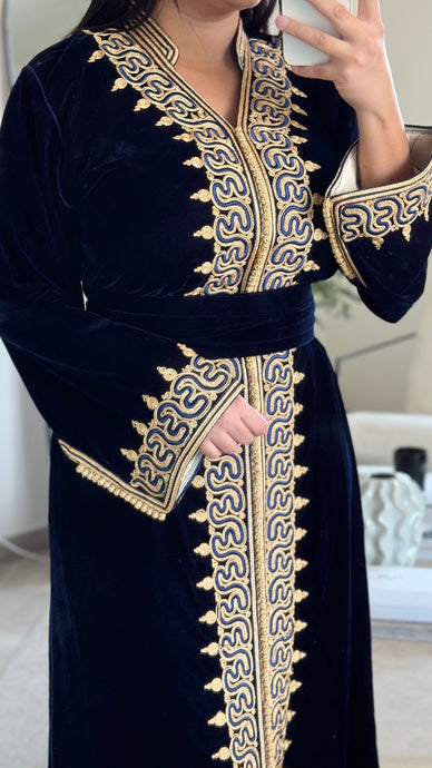 Caftan Mina bleu nuit