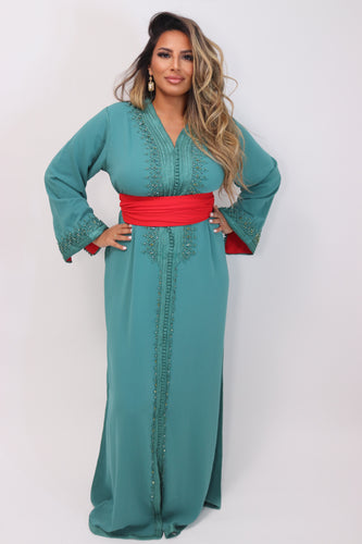 Caftan Alya vert eau